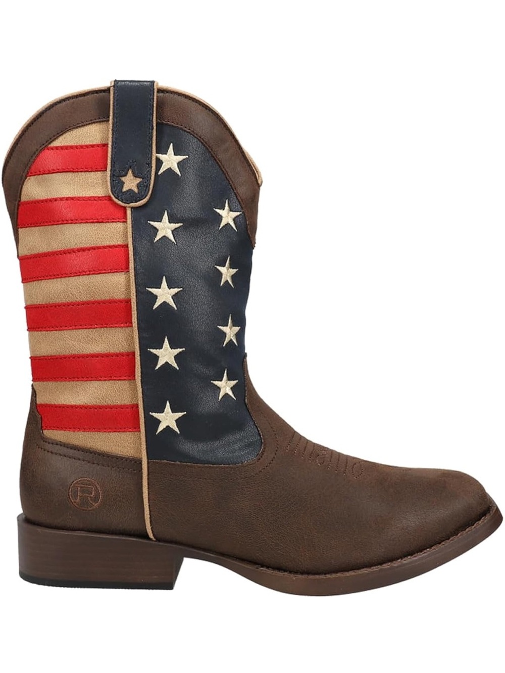 American Flag Western Cowboy Boot in Brown, Navy, Red